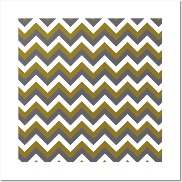 Grey, Green and White Chevron Pattern Wall Art by MilotheCorgi